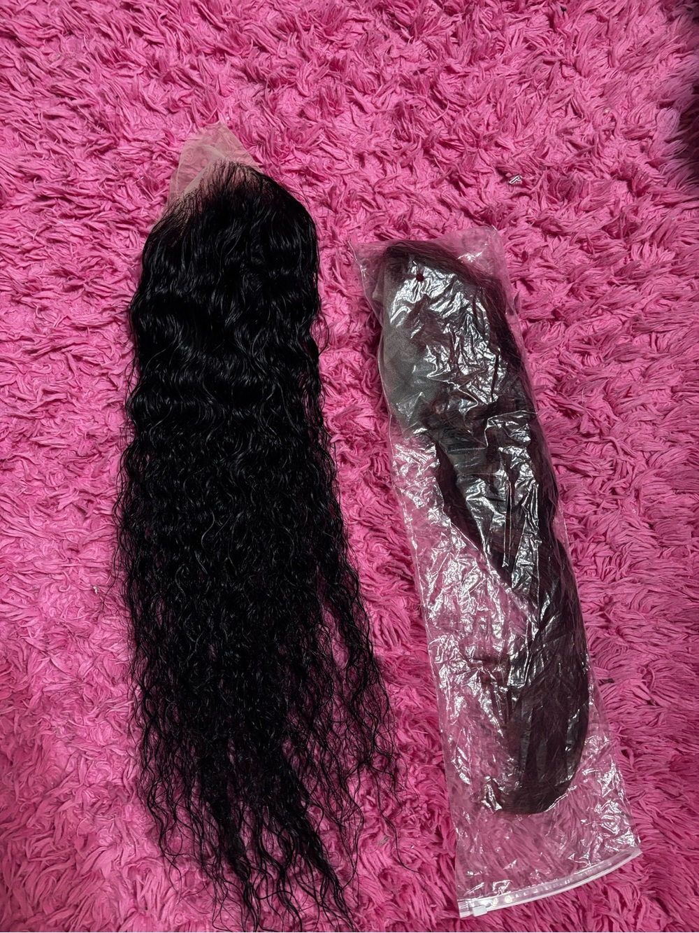 Natural Wave Black Lace Closure and Bundle Set - Women Hair